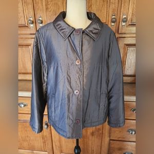 Sigrid Olsen Slate Gray Puffer Coat Size L Petite